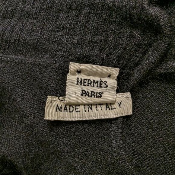 Hermes Black Cashmere Silk Chain D'Ancre Mock Turtleneck Gaultier 2007 Size 42 - Picture 6 of 9